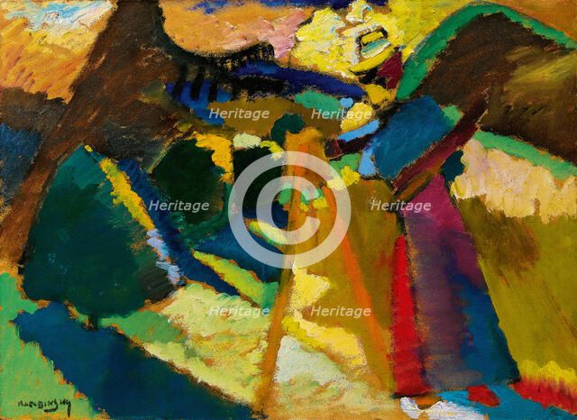 Gabriele Münter Painting Outdoors in front of an Easel, 1910. Creator: Kandinsky, Wassily Vasilyevich (1866-1944).