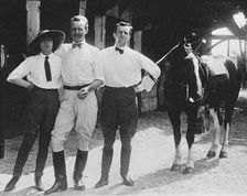 Gabrielle Chanel with Étienne Balsan (center) at Château de Royallieu, 1900s. Creator: Anonymous