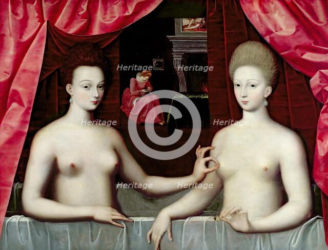 Gabrielle d'Estrées and one of her sisters, duchesse de Villars. Artist: Master of the School of Fontainebleau (2nd third of 16th cen.)