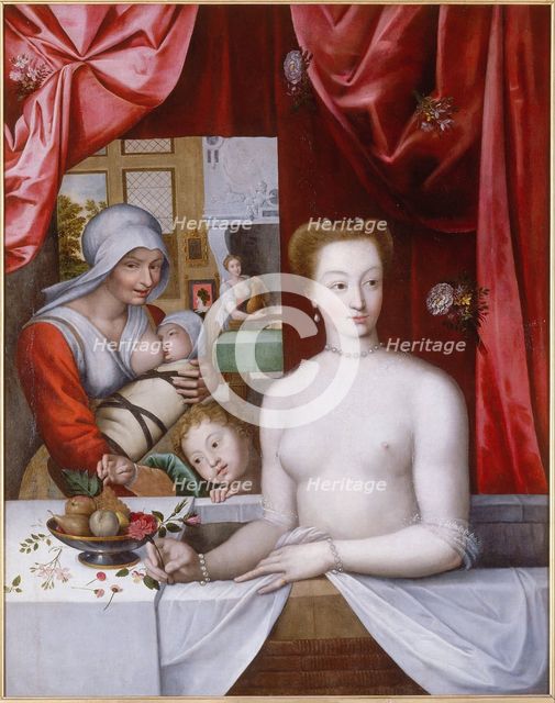 Gabrielle d’Estrées in the bath, c. 1598. Artist: Master of the School of Fontainebleau (2nd third of 16th cen.)