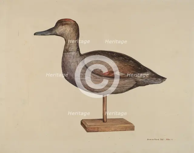 Gadwall Decoy, c. 1939. Creator: Samuel W. Ford.