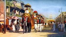 Gaekwar's state elephants, Manipuri Bazaar, Bombay, India, c1924