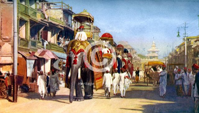 Gaekwar's state elephants, Manipuri Bazaar, Bombay, India, c1924. Artist: Unknown
