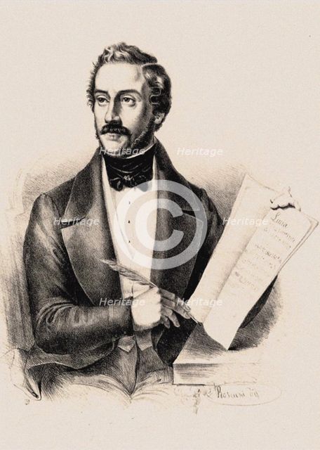 Gaetano Donizetti working on the opera Lucia di Lammermoor, .