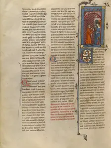 Gaheriet Speaking to Queen Iseult about Tristan, about 1320-1340. Creator: Unknown