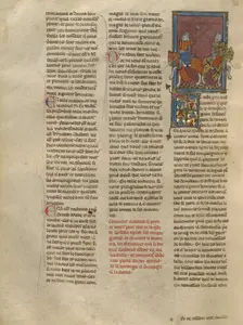 Gaheriet Parting Company with Another Knight, about 1320-1340. Creator: Jeanne de Montbaston