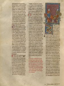 Gaheriet Parting Company with Another Knight, about 1320-1340. Creator: Jeanne de Montbaston