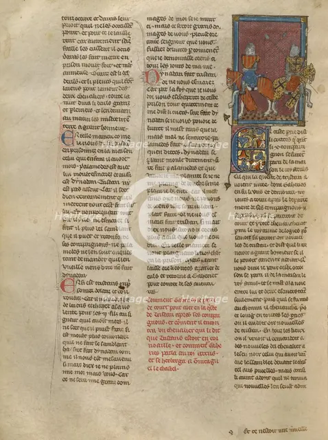 Gaheriet Parting Company with Another Knight, about 1320-1340. Creator: Jeanne de Montbaston.
