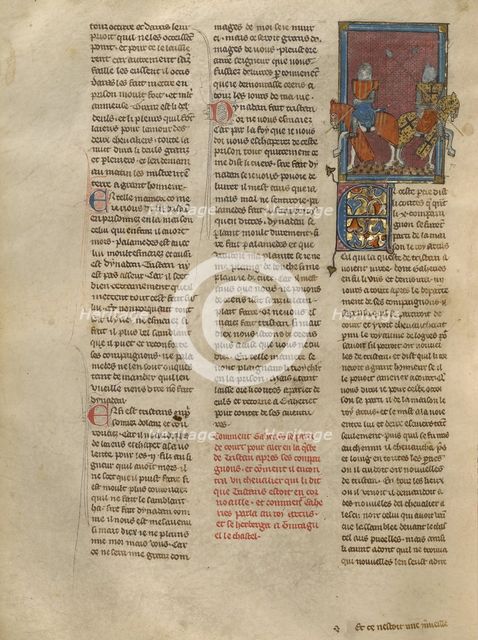 Gaheriet Parting Company with Another Knight, about 1320-1340. Creator: Jeanne de Montbaston.