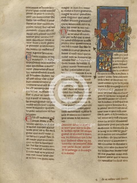 Gaheriet Parting Company with Another Knight, about 1320-1340. Creator: Jeanne de Montbaston.