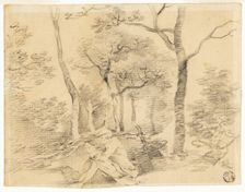 Gainsborough Sketching in Woods, c. 1747. Creator: Thomas Gainsborough