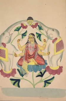 Gajalakshmi: Lakshmi with Elephants, 1800s. Creator: Unknown