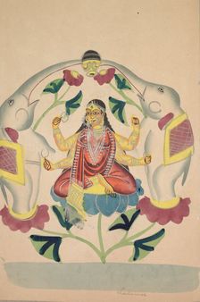 Gajalakshmi: Lakshmi with Elephants, 1800s. Creator: Unknown