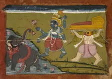 Gajendra Moksha: The Salvation of the King of the Elephants, 1800s. Creator: Unknown