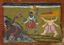 Gajendra Moksha: The Salvation of the King of the Elephants, 1800s. Creator: Unknown