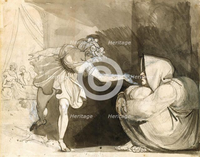 Galanthis Outwits Eileithyia by Announcing the Birth of Heracles / Portrait of Mrs..., 1791. Creator: Henry Fuseli.