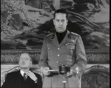 Galeazzo Ciano, Italian Foreign Minister Giving a Speech with Kurt Schuschnigg, Austrian..., 1930s. Creator: British Pathe Ltd