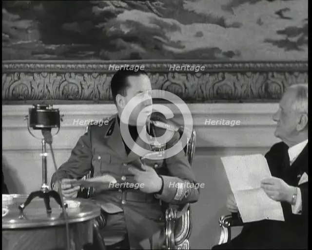 Galeazzo Ciano, Italian Foreign Minister Preparing to Speak, 1930s. Creator: British Pathe Ltd.
