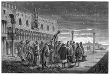 Galileo demonstrating his telescope, Venice, 1609 (1870). Creator: Unknown