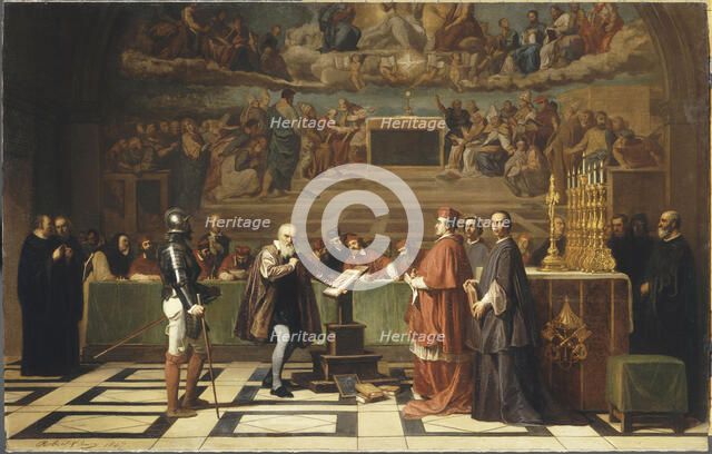 Galileo Galilei (1564-1642) before members of the Holy Office in the Vatican in 1633, 1847.