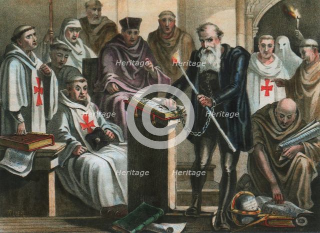 Galileo Galilei before the Holy Office. Artist: Chereau, Albert (19th century)
