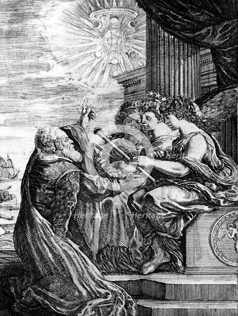 Galileo presenting his telescope to the Muses, 1655-56. Artist: Unknown