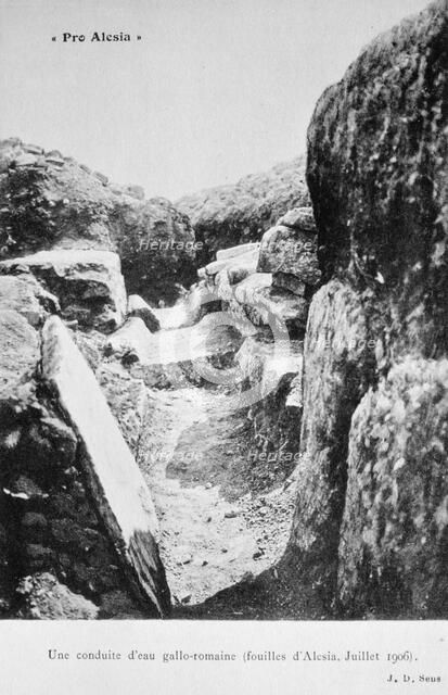 Gallo-Roman water pipeline, excavations of Alesia, July 1906. Artist: Unknown