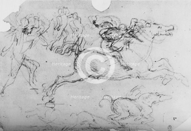'Galloping Horseman and Other Figures', c1480 (1945). Artist: Leonardo da Vinci.