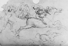 Galloping Horseman and Other Figures c1480 (1945). Artist: Leonardo da Vinci