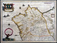 Gallaecia Regnum described by F. Fer. Ojea. Map of the kingdom of Galicia coloured...c.1640. Creator: Blaeu, Jan (1596-1673)