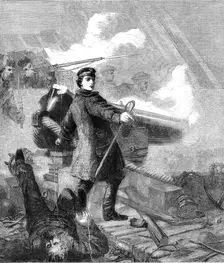 "Gallant Act of Commander W. N. Hewlett before Sebastopol", by Desanges, in the Victoria..., 1861. Creators: Unknown, Louis William Desanges