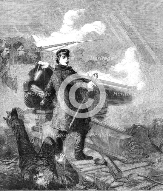 "Gallant Act of Commander W. N. Hewlett before Sebastopol", by Desanges, in the Victoria..., 1861. Creators: Unknown, Louis William Desanges.