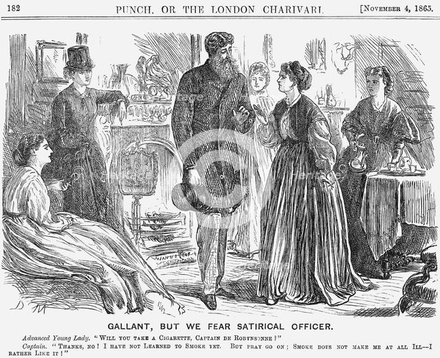 'Gallant, but we fear Satirical Officer', 1865. Creator: George du Maurier.