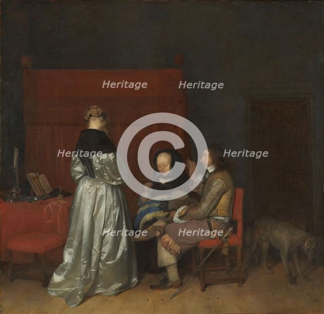 Gallant Conversation, Known as 'The Paternal Admonition', c.1654. Creator: Gerard Terborch II.
