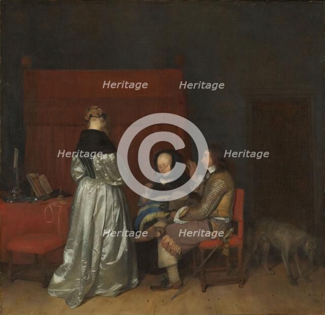 Gallant Conversation, Known as 'The Paternal Admonition', c.1654. Creator: Gerard Terborch II.