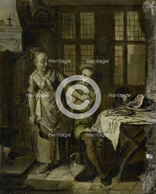 Gallant Scene in a Kitchen Interior, 1780-1798. Creator: Willem Joseph Laquy.