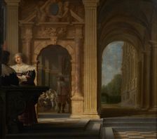 Gallant scene in a palace, between 1630 and 1636. Creators: Dirck van Delen, Anthonie Palamedesz