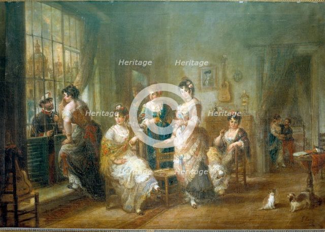  'Gallant Scene' oil by José María Romero.