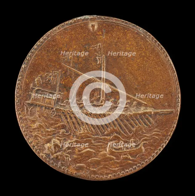 Galley and Small Boat [reverse], 1541. Creator: Leone Leoni.
