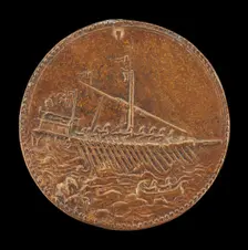 Galley and Small Boat [reverse], 1541. Creator: Leone Leoni