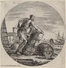 Galley Slave Hauling a Ship's Cargo, 1656. Creator: Stefano della Bella