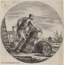 Galley Slave Hauling a Ship's Cargo, 1656. Creator: Stefano della Bella