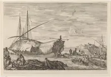 Galley with Deck Covered with Sails, probably c. 1654/1655. Creator: Stefano della Bella