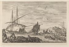 Galley with Deck Covered with Sails, probably c. 1654/1655. Creator: Stefano della Bella