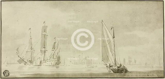 Galleons and Sailboats, n.d. Creator: Willem van de Velde the Younger.