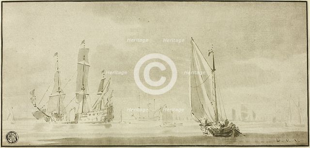 Galleons and Sailboats, n.d. Creator: Willem van de Velde the Younger.