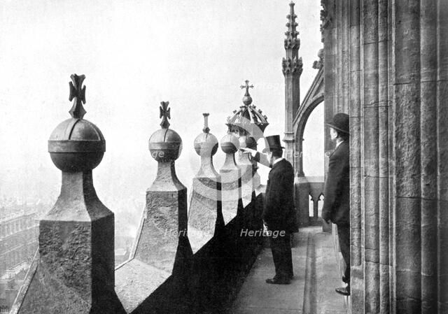 Gallery above the clock face, Big Ben, Palace of Westminster, London, c1905. Artist: Unknown