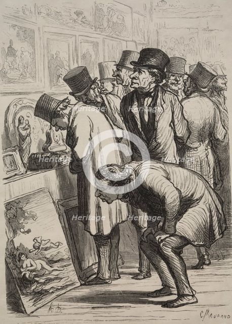 Gallery at Hotel Drouot: The Day of the Sale. Creator: Honoré Daumier (French, 1808-1879).