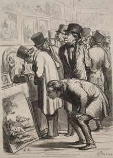 Gallery at Hotel Drouot: The Day of the Sale. Creator: Honoré Daumier (French, 1808-1879)