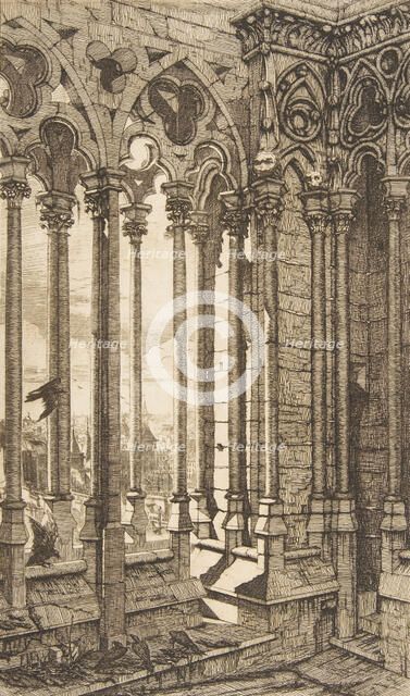 Gallery, Nôtre-Dame Cathedral, Paris, 1853. Creator: Charles Meryon.